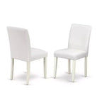 Ensemble table et chaises de cuisine 3 pièces - Table à manger ronde et 2 chaises - Ensemble de salle à manger pour petits espaces - 42 pouces blanc lin