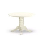 Ensemble de salle à manger 3 pièces Table ronde et 2 chaises Parsons - Ensemble table de cuisine 42 po - Pieds blancs lin, cuir PU Pond