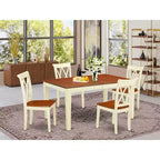Ensemble de salle à manger rectangulaire 137x168 cm avec rallonge et 4 chaises à double dossier en X - HomeStock