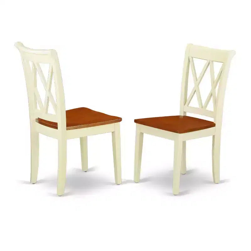 Ensemble de salle à manger rectangulaire 137x168 cm avec rallonge et 4 chaises à double dossier en X - HomeStock