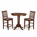 3-Piece Mahogany Finish Solid Wood Top - Dining Room Set - Seats 4
