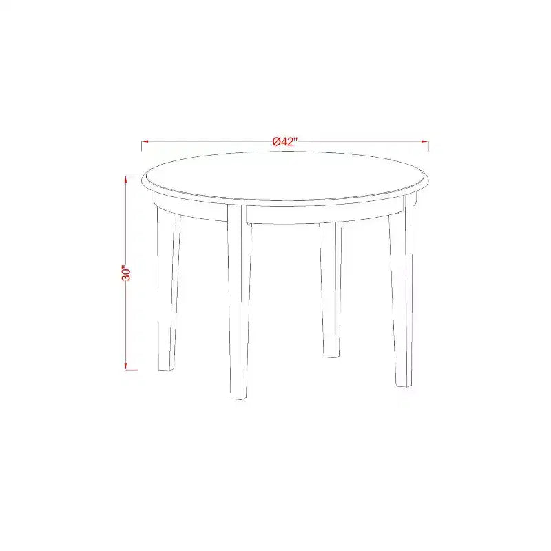 Ensemble de salle à manger 5 pièces - Table et chaises de cuisine rétro - Table de salle à manger ronde pour 4 personnes - Finition cappuccino