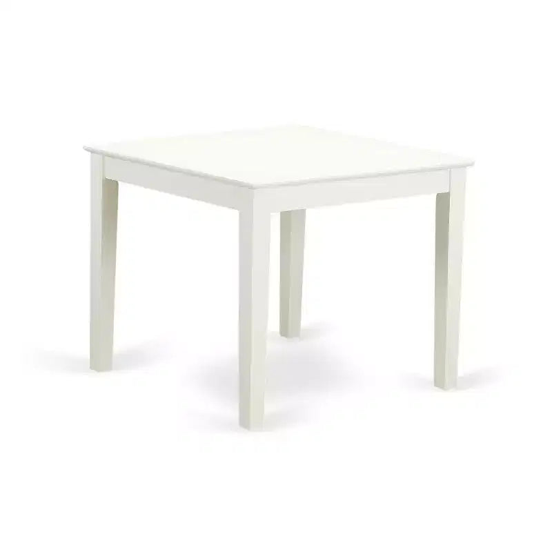 Ensemble de salle à manger 3 pièces HomeStock avec table carrée en bois massif finition blanc lin