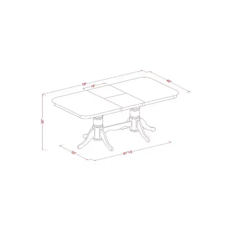 Ensemble de salle à manger 5 pièces - Table et chaises de salle à manger de style Mid-Century - Ensemble de table de cuisine - Fini couleur lait battu