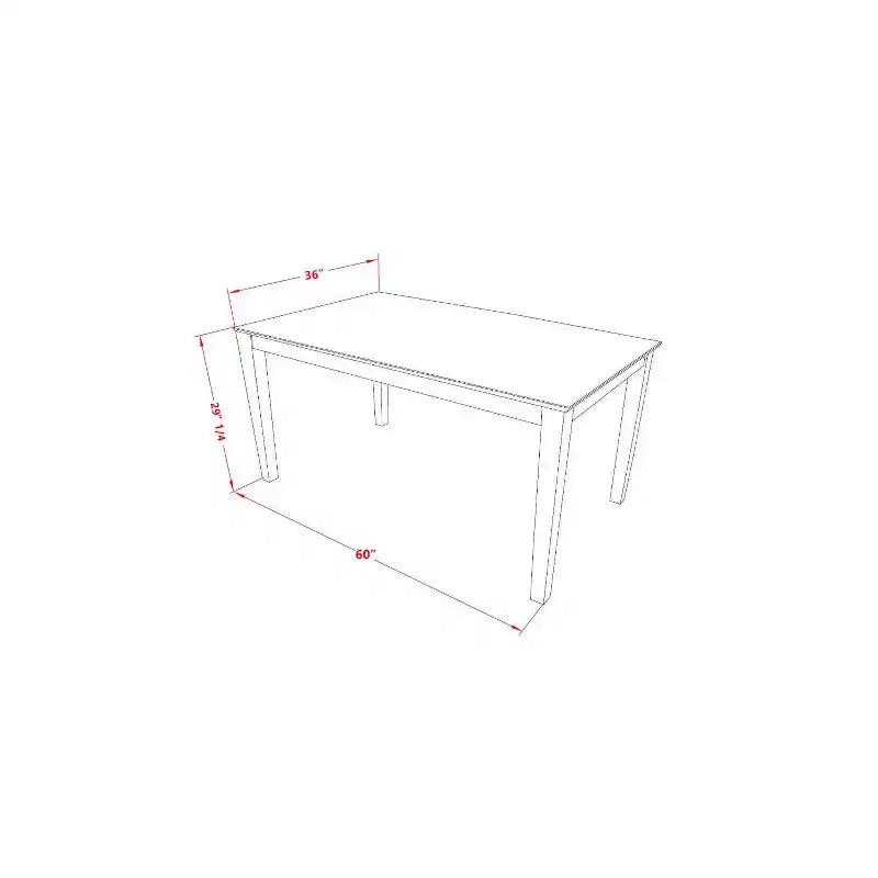 Ensemble de salle à manger 5 pièces rectangulaire en bois massif finition acajou avec dessus rembourré - 4 places