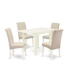 HomeStock 5-Pc Linen White Finish Solid Wood Top-Dining Room Set-Seats 4