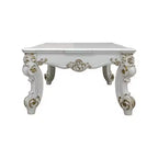 Table basse Royal Hampton de 53 pouces, pieds volutes traditionnels, or brossé, blanc