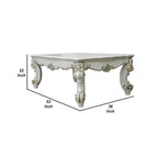 Table basse Royal Hampton de 53 pouces, pieds volutes traditionnels, or brossé, blanc