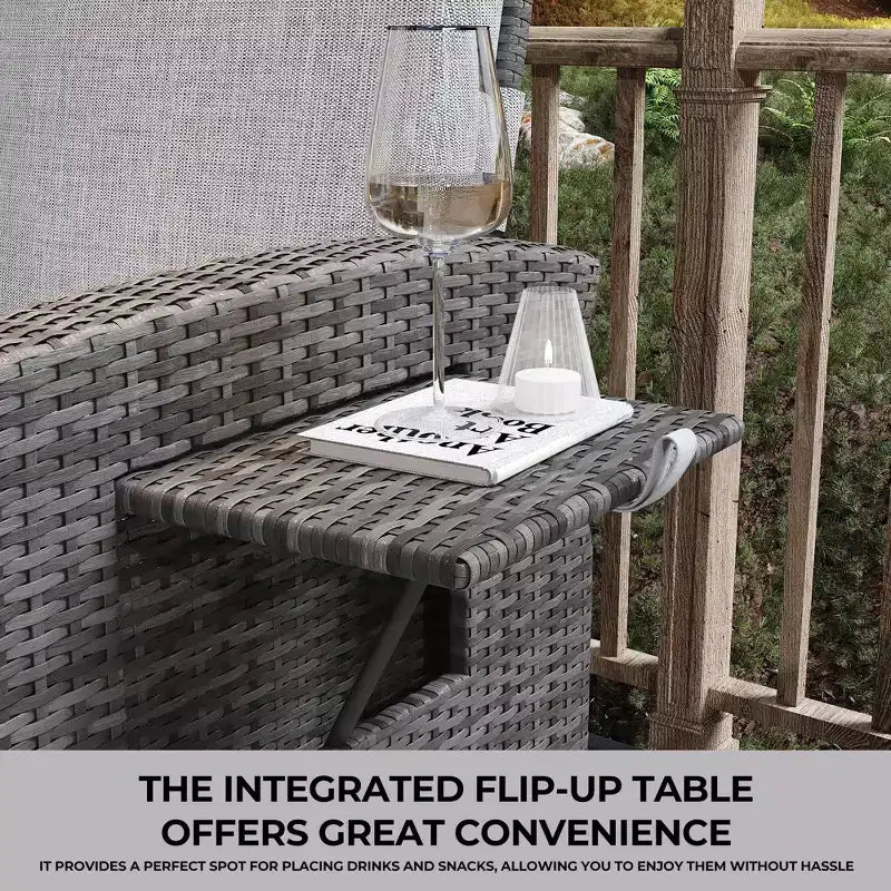 Fauteuil inclinable de patio en rotin confortable tout temps en osier PE pour jardin, patio,