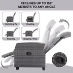 Fauteuil inclinable de patio en rotin confortable tout temps en osier PE pour jardin, patio,