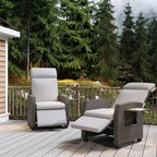 Fauteuil inclinable de patio en rotin confortable tout temps en osier PE pour jardin, patio,