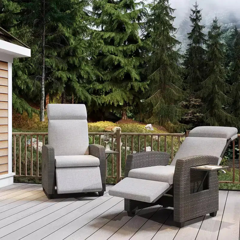 Fauteuil inclinable de patio en rotin confortable tout temps en osier PE pour jardin, patio,