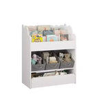 Étagère à livres pour enfants avec 3 bacs de rangement en tissu et tiroir, organisateur de jouets pour tout-petings, bibliothèque, blanc - ModernLuxe