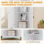 Armoire d'angle blanche – Meuble de rangement haut peu encombrant avec 2 portes coulissantes et étagères réglables – Idéal pour l'organisation de la cuisine