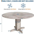 Table à manger ronde CuisinSmart pour 4 personnes, table à manger ronde de 119 cm, table de cuisine ronde de style ferme pour salle à manger et salon (table uniquement)