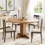 Table à manger ronde CuisinSmart pour 4 personnes, table à manger ronde de 119 cm, table de cuisine ronde de style ferme pour salle à manger et salon (table uniquement)