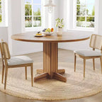 Table à manger ronde CuisinSmart pour 4 personnes, table à manger ronde de 119 cm, table de cuisine ronde de style ferme pour salle à manger et salon (table uniquement)