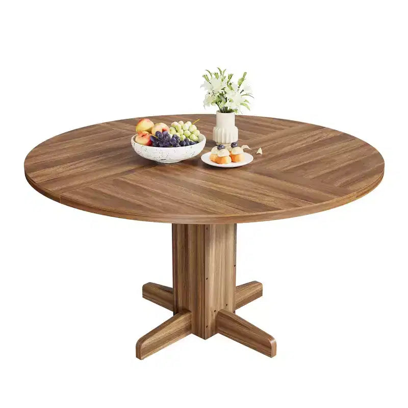 Table à manger ronde CuisinSmart pour 4 personnes, table à manger ronde de 119 cm, table de cuisine ronde de style ferme pour salle à manger et salon (table uniquement)