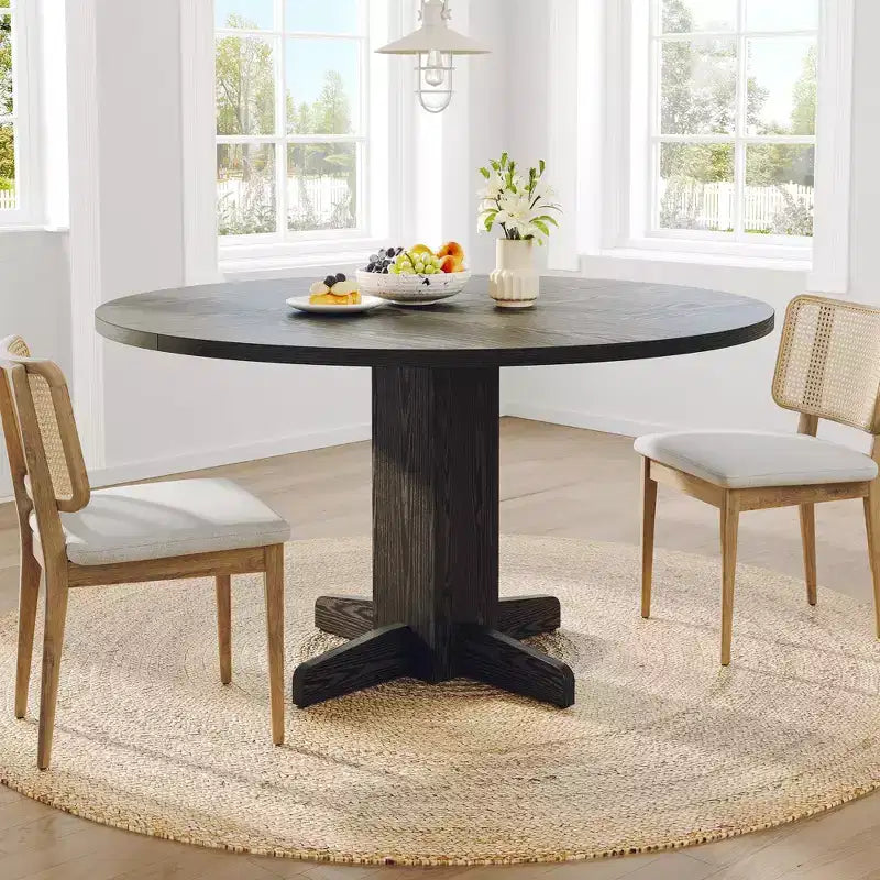 Table à manger ronde CuisinSmart pour 4 personnes, table à manger ronde de 119 cm, table de cuisine ronde de style ferme pour salle à manger et salon (table uniquement)