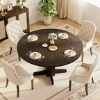 Table à manger ronde CuisinSmart pour 4 personnes, table à manger ronde de 119 cm, table de cuisine ronde de style ferme pour salle à manger et salon (table uniquement)