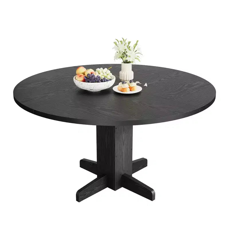 Table à manger ronde CuisinSmart pour 4 personnes, table à manger ronde de 119 cm, table de cuisine ronde de style ferme pour salle à manger et salon (table uniquement)