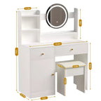Homy Casa Coiffeuse avec Miroir Éclairé, Éclairage LED Réglable, Blanc