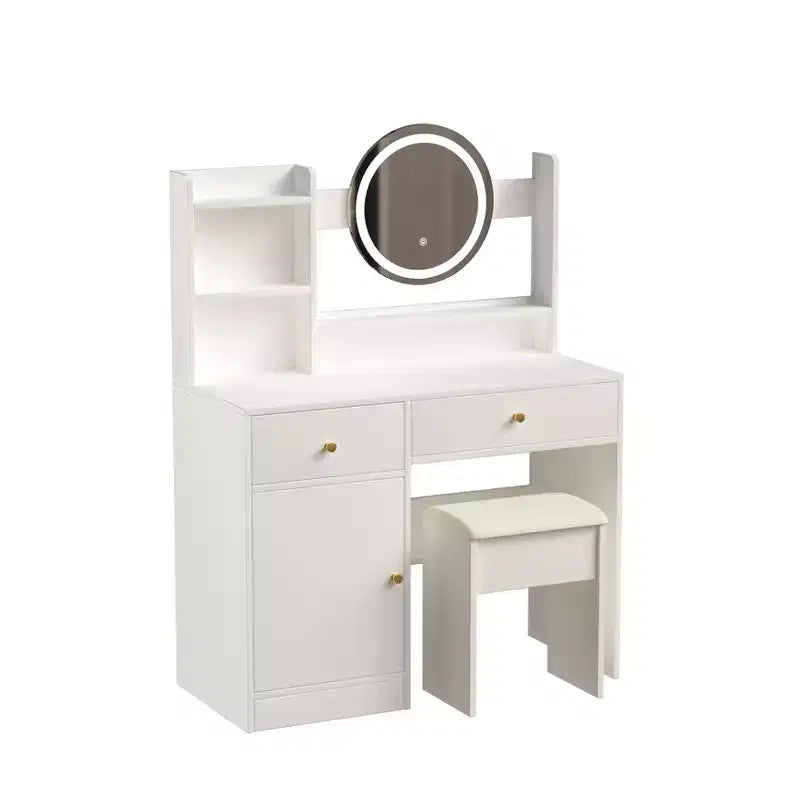 Homy Casa Coiffeuse avec Miroir Éclairé, Éclairage LED Réglable, Blanc