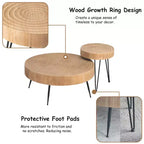 COZAYH Tables basses rondes, 2 pièces, meubles de salon en bois, anneau, lot de 2