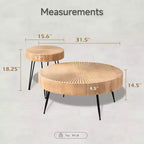 COZAYH Tables basses rondes, 2 pièces, meubles de salon en bois, radial, lot de 2