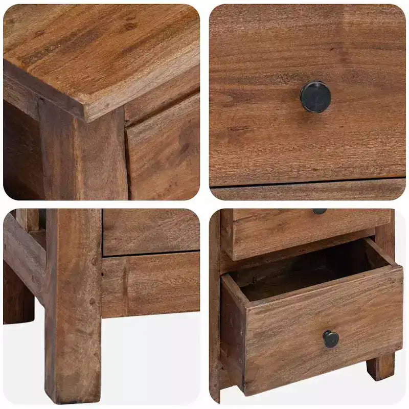 Table de chevet en bois d'acajou massif marron 40x30x51 cm
