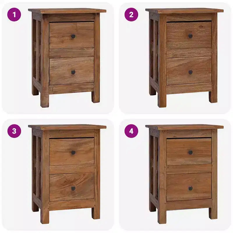Table de chevet en bois d'acajou massif marron 40x30x51 cm