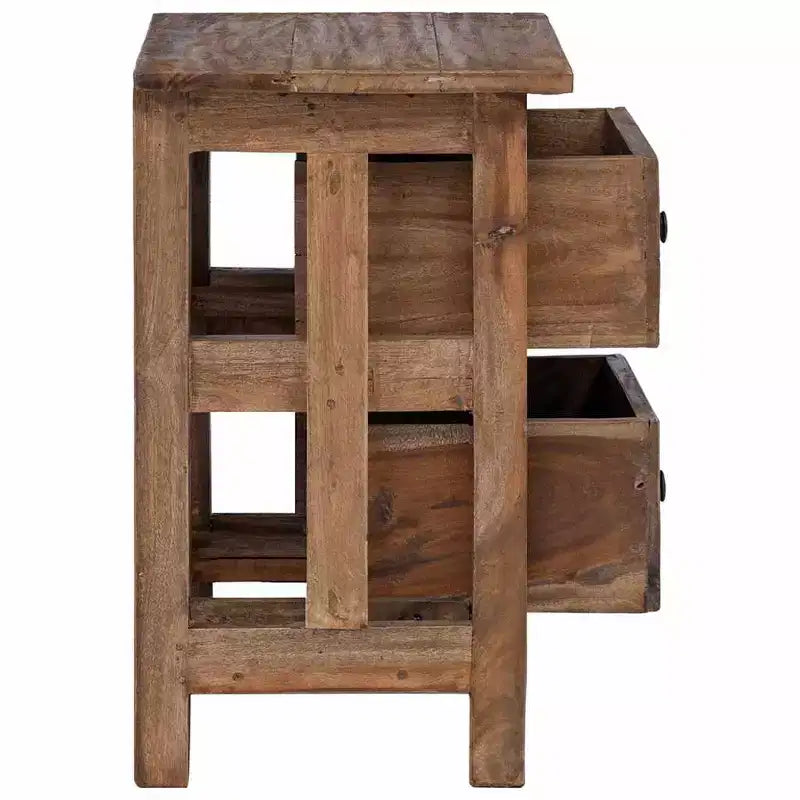 Table de chevet en bois d'acajou massif marron 40x30x51 cm