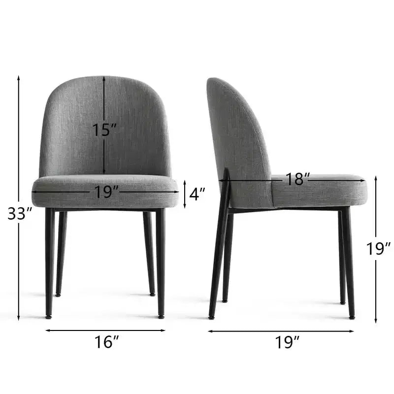 Lot de 2 chaises de salle à manger rembourrées, chaises de cuisine en lin avec pieds en métal, chaises d'appoint modernes sans accoudoirs pour salle à manger - Panipeachy