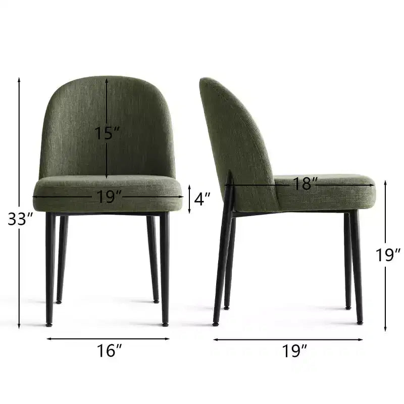 Lot de 2 chaises de salle à manger rembourrées, chaises de cuisine en lin avec pieds en métal, chaises d'appoint modernes sans accoudoirs pour salle à manger - Panipeachy