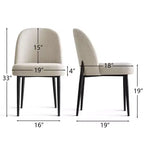 Lot de 2 chaises de salle à manger rembourrées, chaises de cuisine en lin avec pieds en métal, chaises d'appoint modernes sans accoudoirs pour salle à manger - Panipeachy