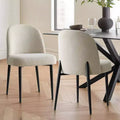 Upholstered Dining Chairs Set of 2, Linen Kitchen Chairs with Metal Legs, Modern Armless Side Chairs for Dining Room - Panipeachy