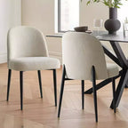 Upholstered Dining Chairs Set of 2, Linen Kitchen Chairs with Metal Legs, Modern Armless Side Chairs for Dining Room - Panipeachy