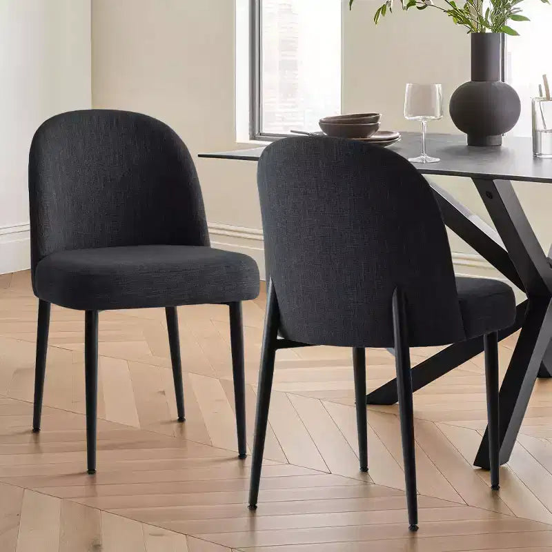 Lot de 2 chaises de salle à manger rembourrées, chaises de cuisine en lin avec pieds en métal, chaises d'appoint modernes sans accoudoirs pour salle à manger - Panipeachy