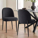 Lot de 2 chaises de salle à manger rembourrées, chaises de cuisine en lin avec pieds en métal, chaises d'appoint modernes sans accoudoirs pour salle à manger - Panipeachy