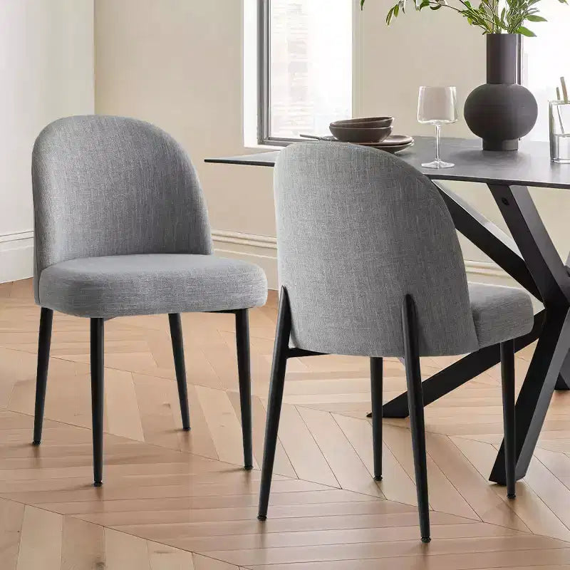 Lot de 2 chaises de salle à manger rembourrées, chaises de cuisine en lin avec pieds en métal, chaises d'appoint modernes sans accoudoirs pour salle à manger - Panipeachy