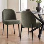 Lot de 2 chaises de salle à manger rembourrées, chaises de cuisine en lin avec pieds en métal, chaises d'appoint modernes sans accoudoirs pour salle à manger - Panipeachy