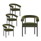 Lot de 4 Chaises de Salle à Manger en Velours Rembourré avec Accoudoirs, Chaises de Cuisine Modernes à Dossier Courbé, Fauteuil de Salle à Manger - Panipeachy