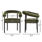 Lot de 4 Chaises de Salle à Manger en Velours Rembourré avec Accoudoirs, Chaises de Cuisine Modernes à Dossier Courbé, Fauteuil de Salle à Manger - Panipeachy