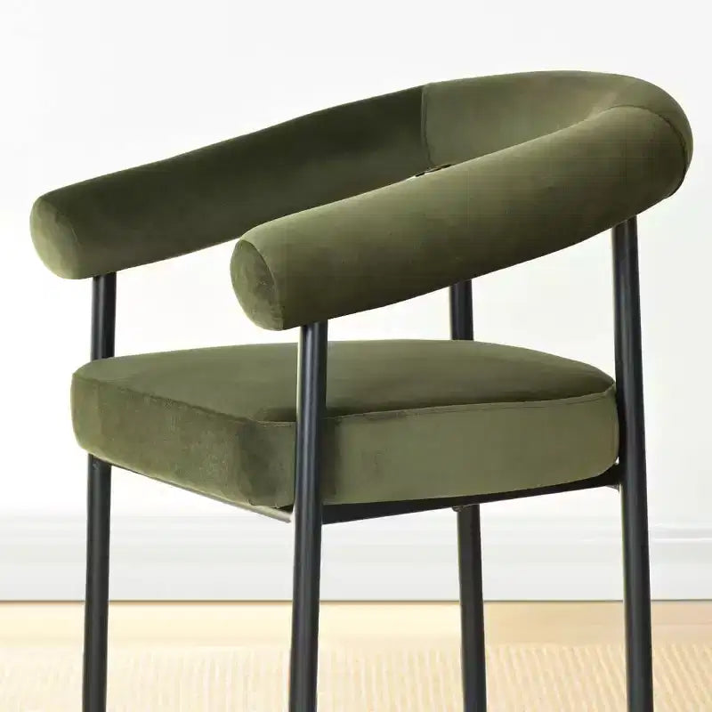 Lot de 4 Chaises de Salle à Manger en Velours Rembourré avec Accoudoirs, Chaises de Cuisine Modernes à Dossier Courbé, Fauteuil de Salle à Manger - Panipeachy