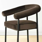 Lot de 4 Chaises de Salle à Manger en Velours Rembourré avec Accoudoirs, Chaises de Cuisine Modernes à Dossier Courbé, Fauteuil de Salle à Manger - Panipeachy