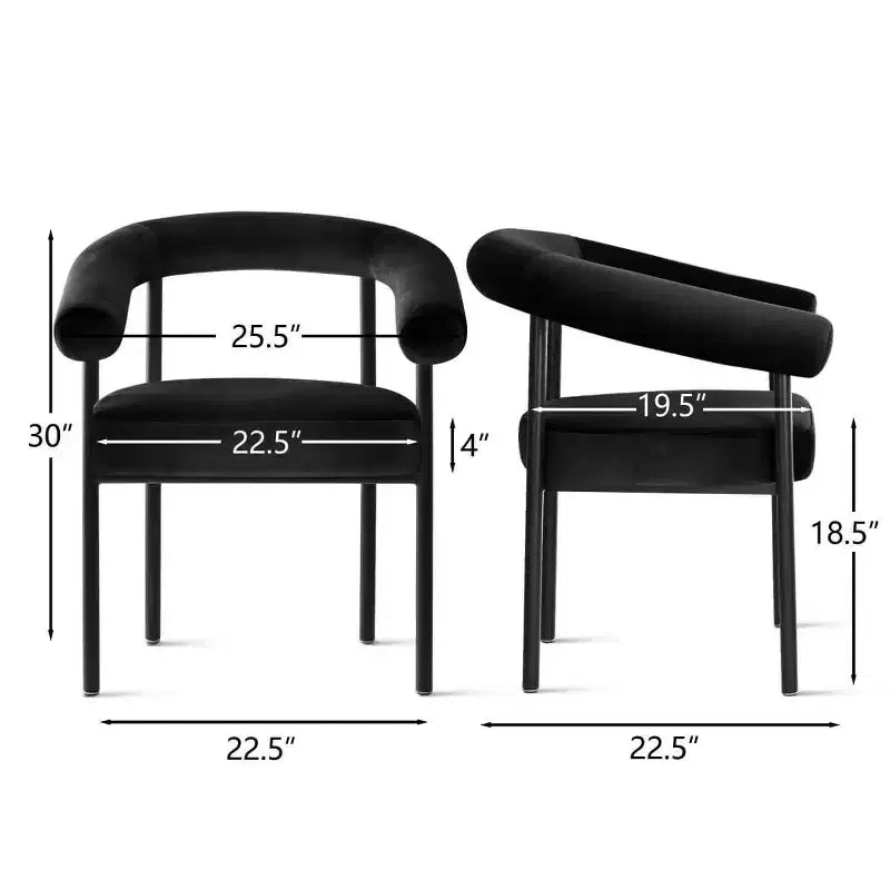 Lot de 4 Chaises de Salle à Manger en Velours Rembourré avec Accoudoirs, Chaises de Cuisine Modernes à Dossier Courbé, Fauteuil de Salle à Manger - Panipeachy