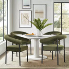 Lot de 4 Chaises de Salle à Manger en Velours Rembourré avec Accoudoirs, Chaises de Cuisine Modernes à Dossier Courbé, Fauteuil de Salle à Manger - Panipeachy