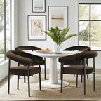 Lot de 4 Chaises de Salle à Manger en Velours Rembourré avec Accoudoirs, Chaises de Cuisine Modernes à Dossier Courbé, Fauteuil de Salle à Manger - Panipeachy