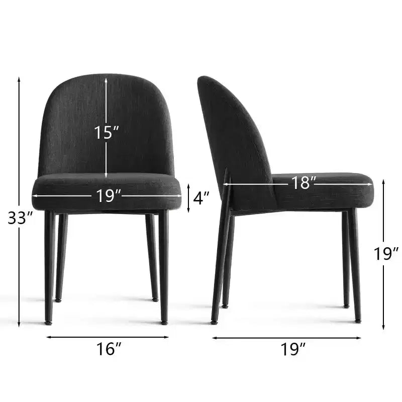 Lot de 6 chaises de salle à manger rembourrées en tissu mélangé lin avec pieds en métal, chaises d'appoint modernes sans accoudoirs pour salle à manger - Panipeachy