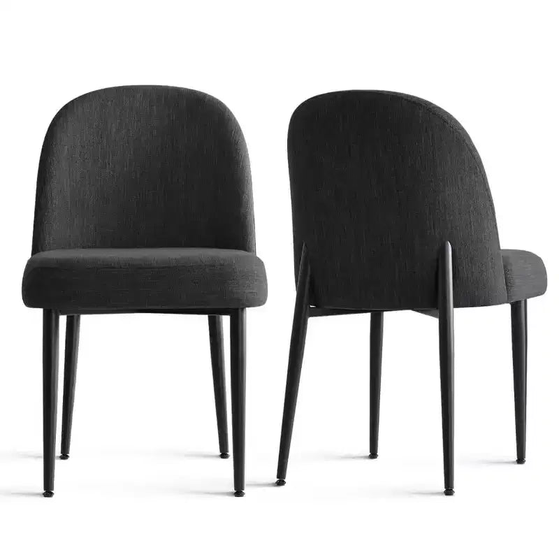 Lot de 6 chaises de salle à manger rembourrées en tissu mélangé lin avec pieds en métal, chaises d'appoint modernes sans accoudoirs pour salle à manger - Panipeachy